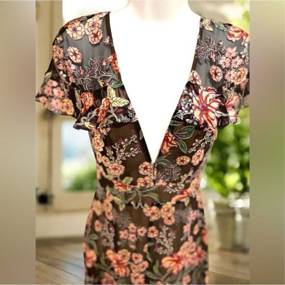 Free People For Love & Lemons $295 Silk ViVi Flora Cleo Burnout Maxi Dress Sz XS - Picture 6 of 8